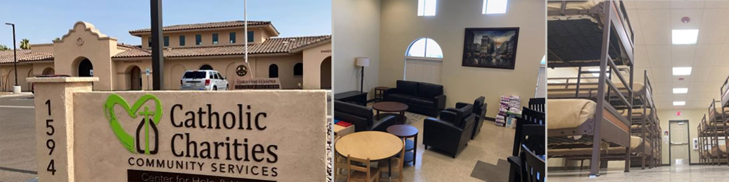 Family Shelter living and dining area at the Bullhead City Shelter in Mohave County, Arizona.